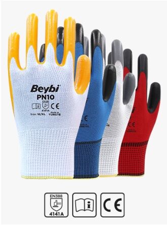 PN10 Polyester Örme Nitril Eldiven