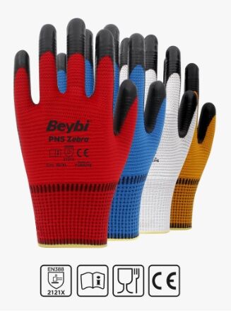 PN5 Zebra Polyester Örme Nitril Eldiven