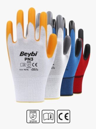 PN3 Polyester Örme Nitril Eldiven
