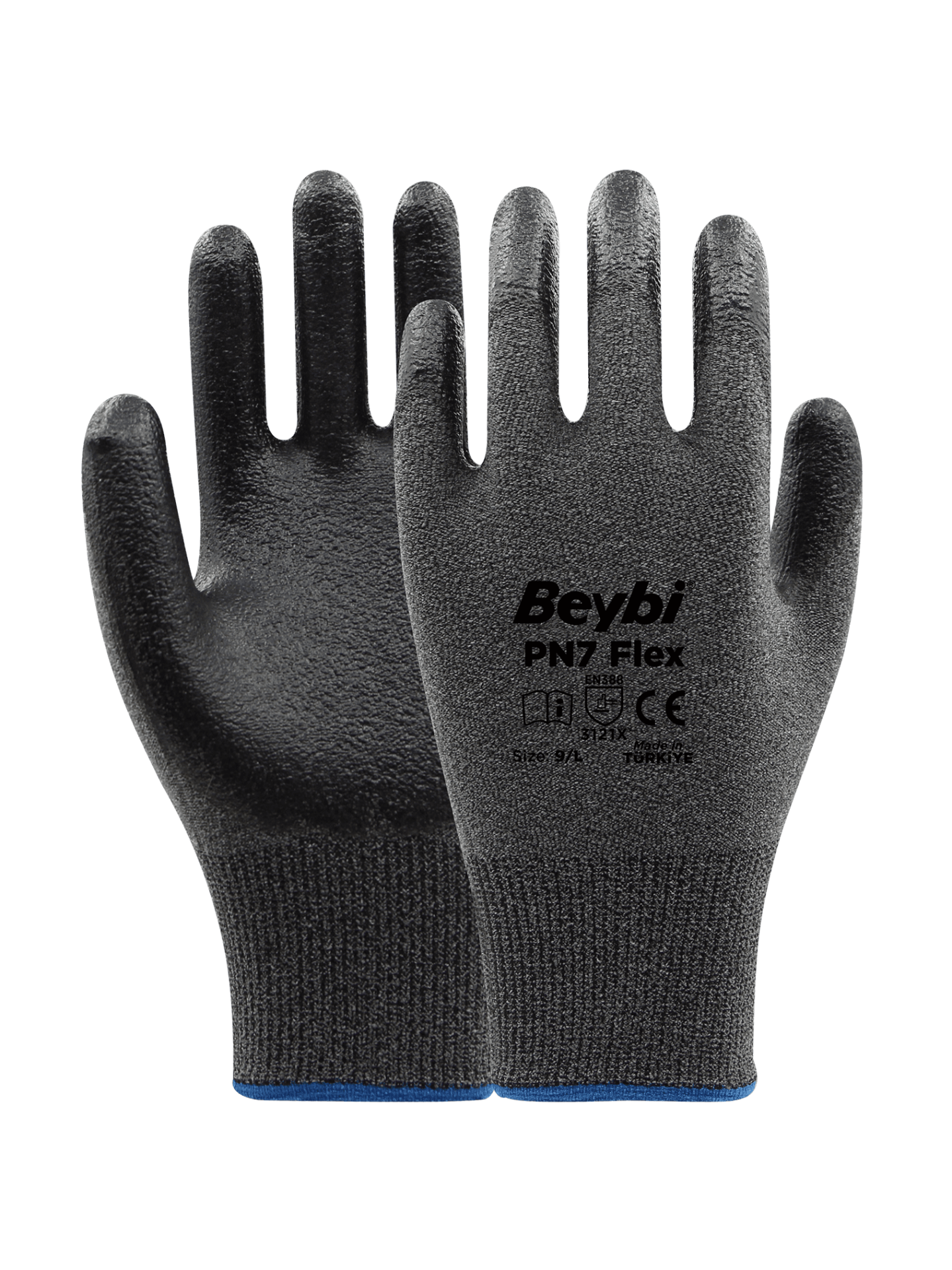 PN7 Flex Polyester Örme Nitril Eldiven - Likralı