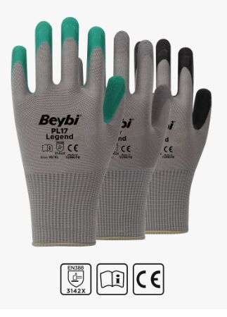 PL17 Legend Polyester Örme Lateks Eldiven