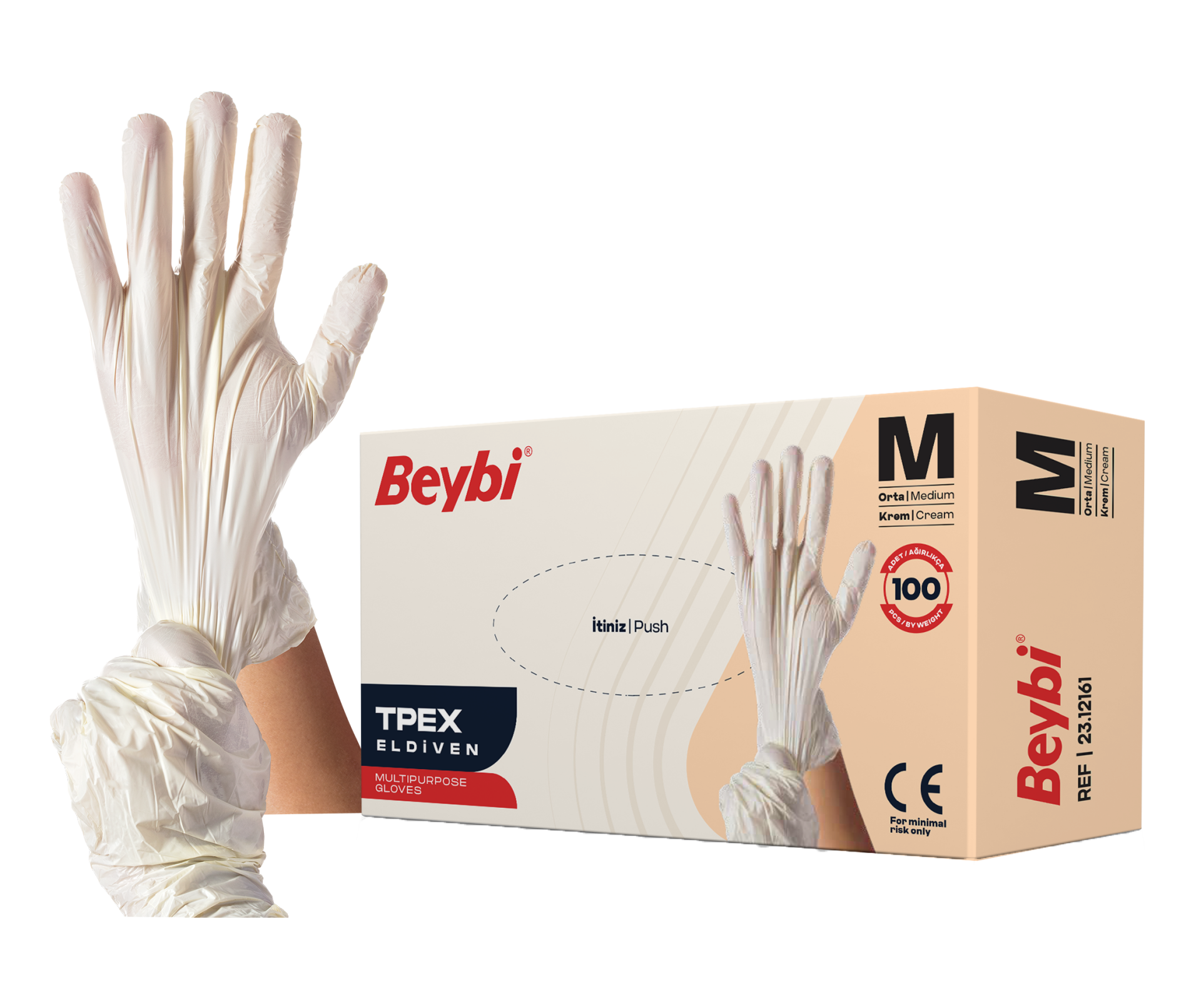 TPEX Eldiven Krem - 100'lük Kutu