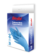 Pudrasız Mavi Nitril Muayene Eldiveni - 10'luk Kutu