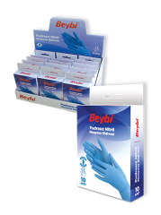 Pudrasız Mavi Nitril Muayene Eldiveni - 10'luk Kutu