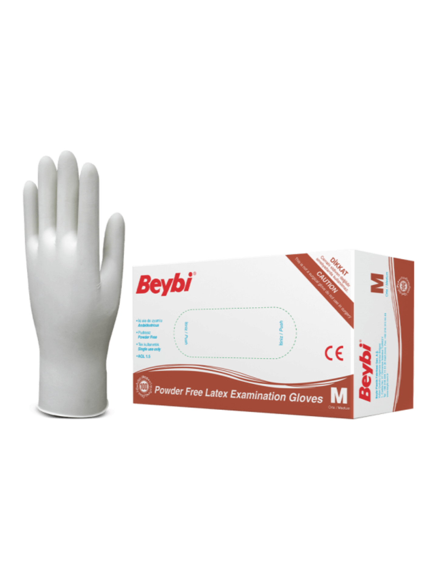 Pudrasız Lateks Muayene Eldiveni - 100'lük Kutu